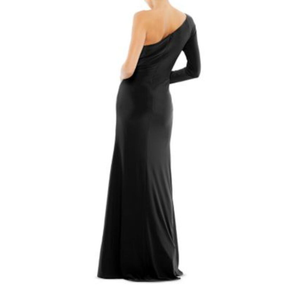 IEENA FOR MAC DUGGAL Womens Black Twist Waist High Slit Bead Cuff Dress 8 - Picture 2 of 2